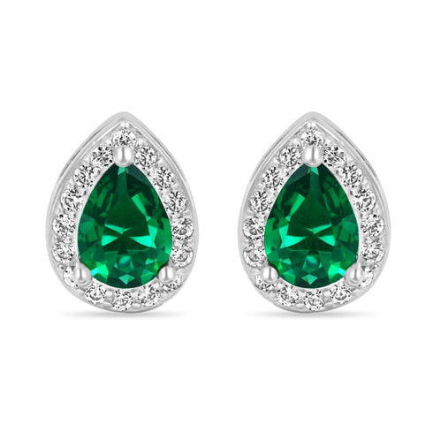 Zarkan Water Drop Green Silver Jewelry Set