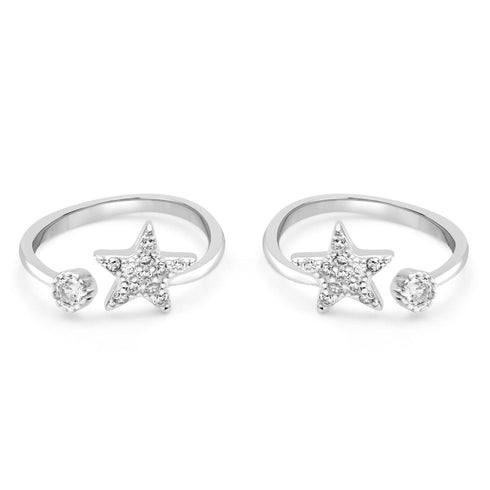 Zarkan Shooting Star Silver Toe Rings