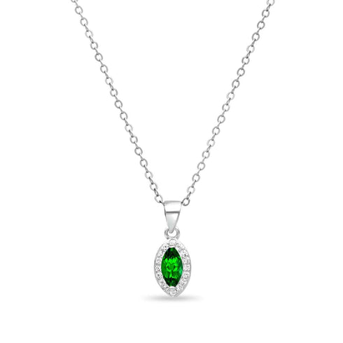 Zarkan Eye of The Queen Green Silver Jewelry Set