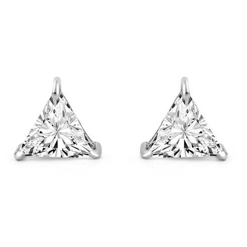 Zarkan Single Zircon Pyramid Silver Studs