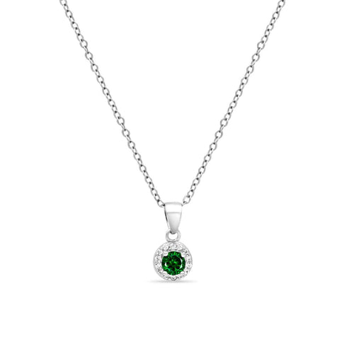 Zarkan Green Delight Dot Silver Jewelry Set