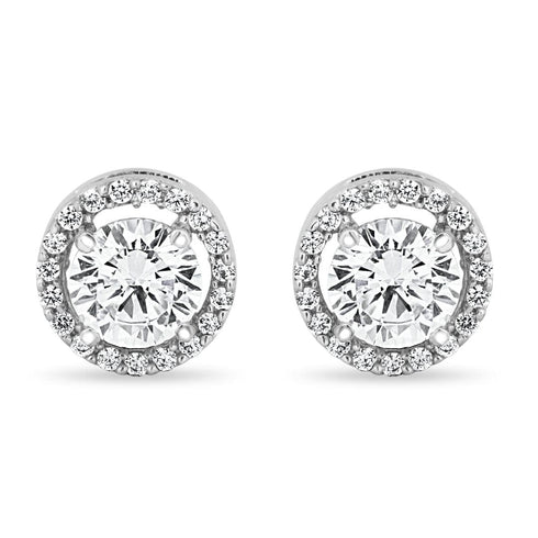 Zarkan Elegant Halo Silver Studs