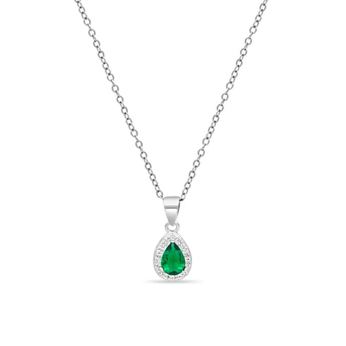 Zarkan Water Drop Green Silver Jewelry Set