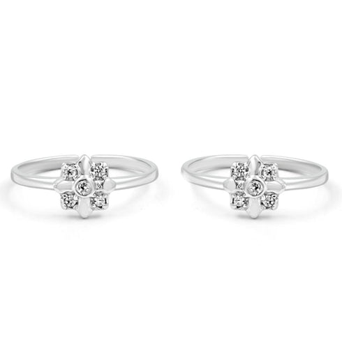 Zarkan The Quad Stones Silver Toe Rings
