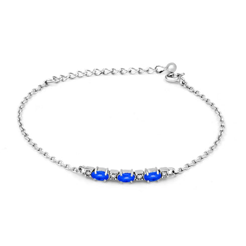 Zarkan Bold Blue Linear Silver Bracelet