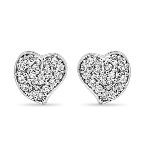 Zarkan Pan Leaf Zircon Silver Studs