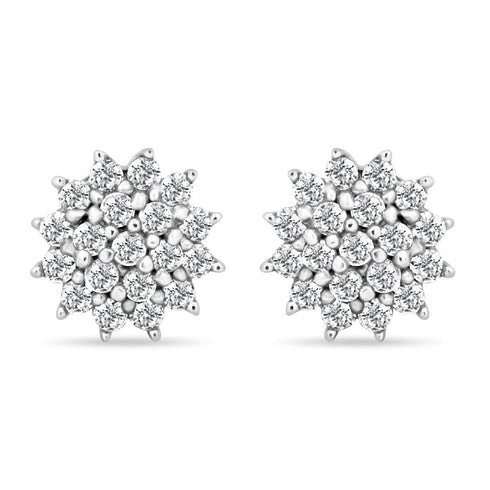 Zarkan Beauty Floral Silver Studs