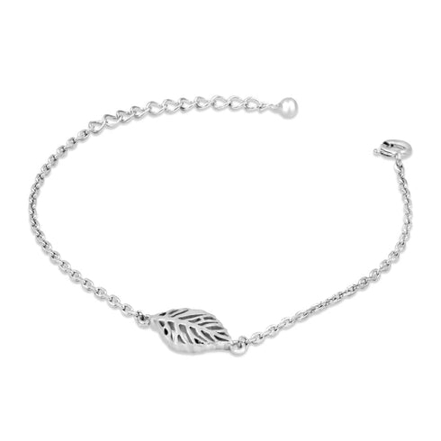 Zarkan Leaf Cut Linear Silver Bracelet