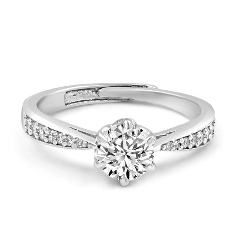 Moissanite Diamond .8 Carat Stone Statement Silver Ring for women - Free Size