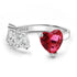 Zarkan 925 Silver Ruby Heart Solitaire American Diamond Heart Ring