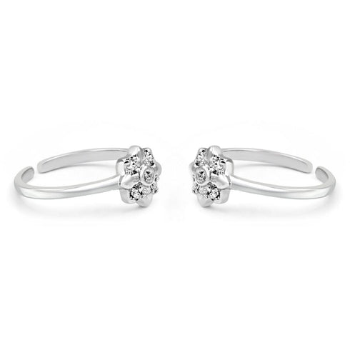 Zarkan The Quad Stones Silver Toe Rings