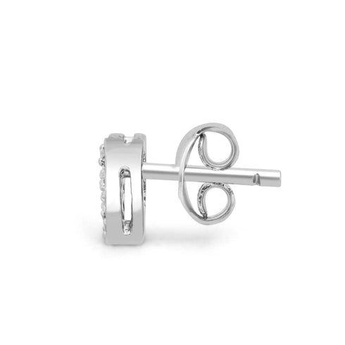 Zarkan Pan Leaf Zircon Silver Studs