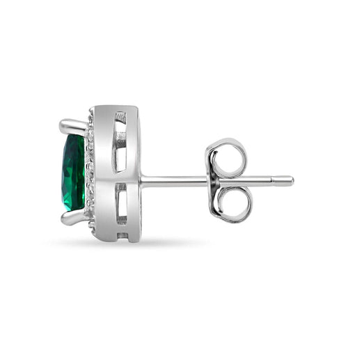 Zarkan Water Drop Green Silver Jewelry Set