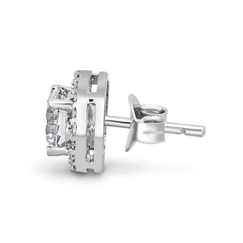 Zarkan Elegant Halo Silver Studs
