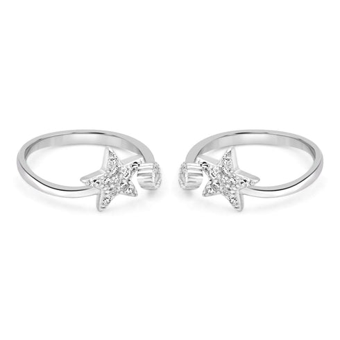 Zarkan Shooting Star Silver Toe Rings