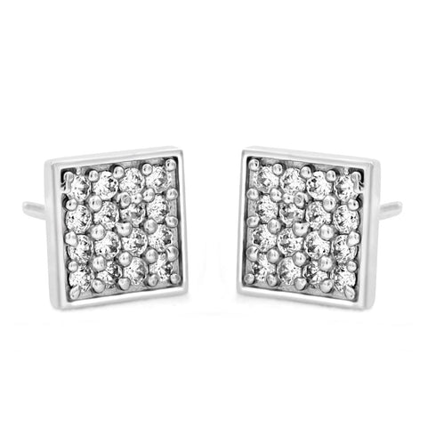 Zarkan Flat Flair Silver Zircon Studs
