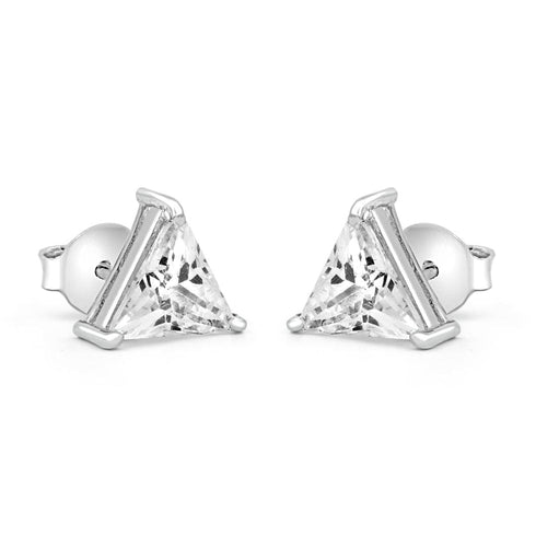 Zarkan Single Zircon Pyramid Silver Studs