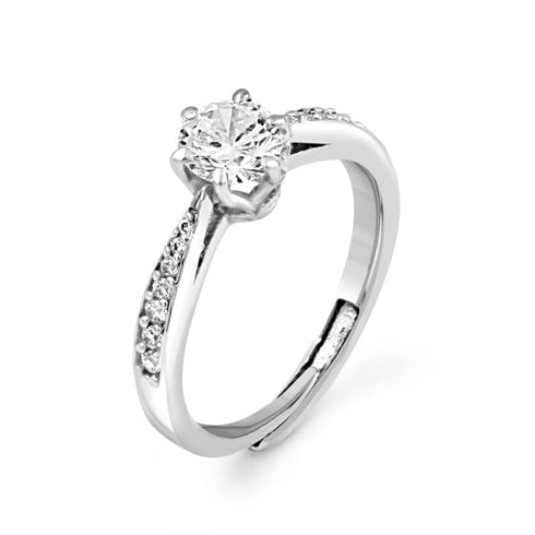 Moissanite Diamond .8 Carat Stone Statement Silver Ring for women - Free Size