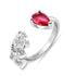 Zarkan 925 Silver Ruby Solitaire American Diamond Heart Ring