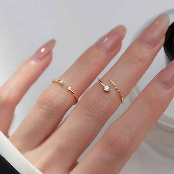 Hallmark Silver Sterling  Stackable Gold Plated Ring For Women Korean Style