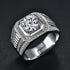 Hallmarked Elegant Silver Ring With Classic Diamond For Men