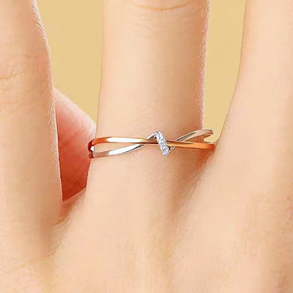 Hallmark Silver Luxurious Twin Knot Gold Plated Ring For Couple Anniversary Gift