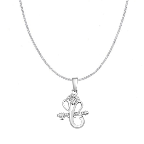 Silver 925 Flute Ganesha Pendant With Chain