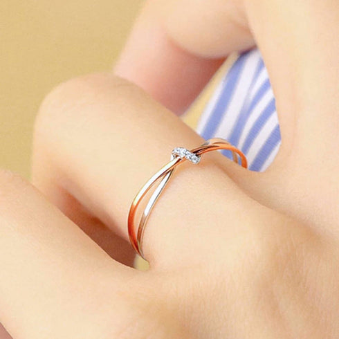 Hallmark Silver Luxurious Twin Knot Gold Plated Ring For Couple Anniversary Gift