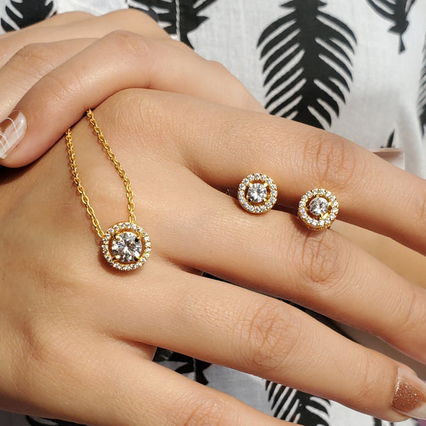 Zarkan Rose Gold Circle Of Life Jewelry Set