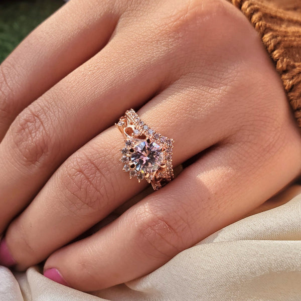 Zarkan 925 Silver Crown Rose Gold Ring