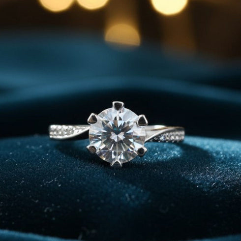 Zarkan 925 Silver Minimal Solitaire American Diamond Ring