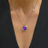 Hallmarked Silver Purple Heart Pendant With Chain