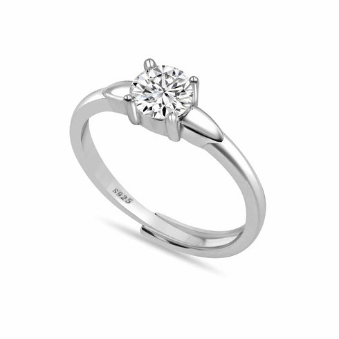 Fine Silver AD Solitaire Ring