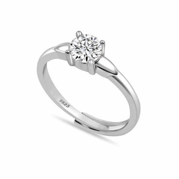 Fine Silver AD Solitaire Ring