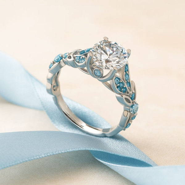Zarkan 925 Hallmark Princes Blue Crown Pure Silver Adjustable Ring