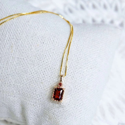 Hallmarked Silver Ruby Pendant With Chain - Gold Plated