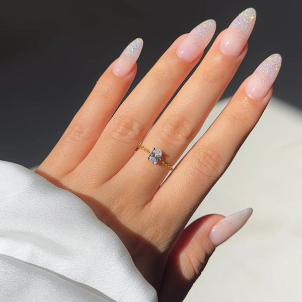 Hallmark Silver Oval White Self Love Gold Plated Chain Ring