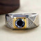 Hallmarked Two Tone Silver Ring With Black Diamond For Men