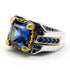 Hallmarked Vintage Silver Sapphire Stone Ring For Men