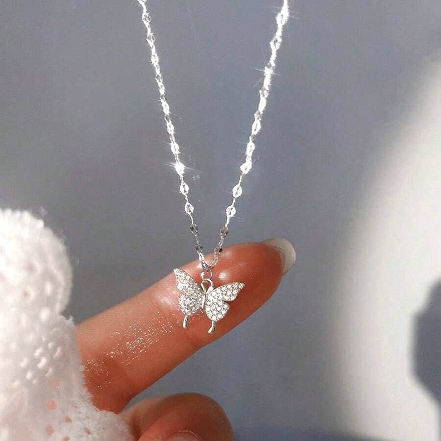 Hallmarked Silver Butterfly Necklace With Link Chain – Zarkan