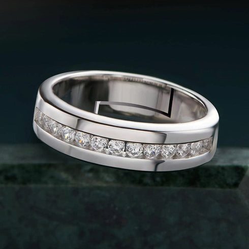 Hallmarked Silver Ring With Classic Diamond for Men