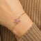 Hallmark Silver Pink Flower American Diamond Gold Plated Bracelet
