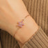 Hallmark Silver Pink Flower American Diamond Gold Plated Bracelet