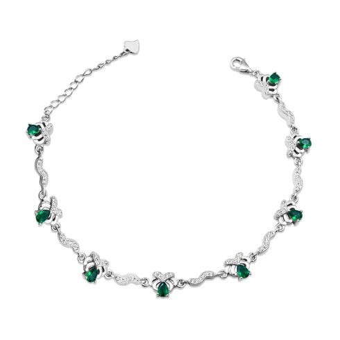 Zarkan 925 Silver Minimal Emerald Bracelet