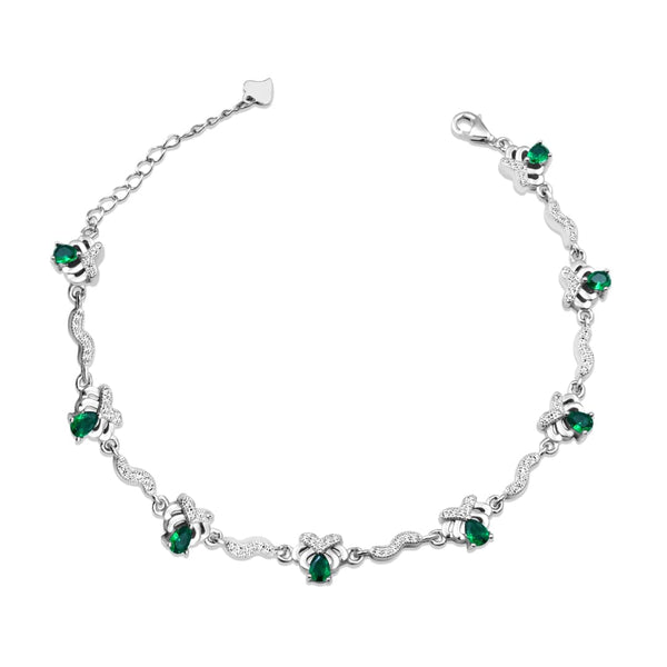 Zarkan 925 Silver Minimal Emerald Bracelet