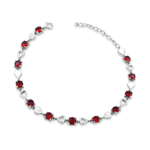 Zarkan 925 Silver Ruby Minimal Bracelet