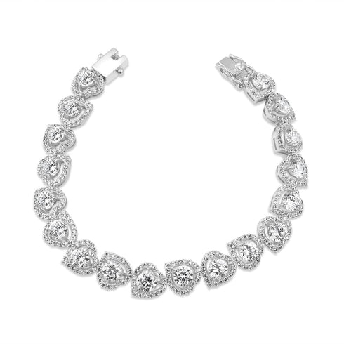 Zarkan 925 Silver Heart Link Bracelet