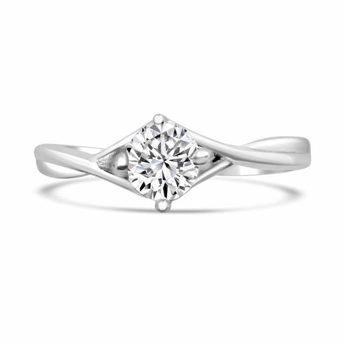 Classic Minimal Silver Solitaire Ring With AD