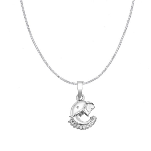 Zarkan 925 Silver Ganesha AD Pendant With Chain