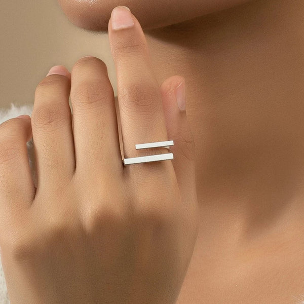 Hallmark Silver Geometric Design Cuff Ring